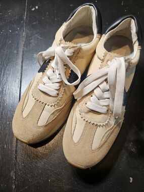 Dolce Vita Beige and Black Suede Athletic Sneakers